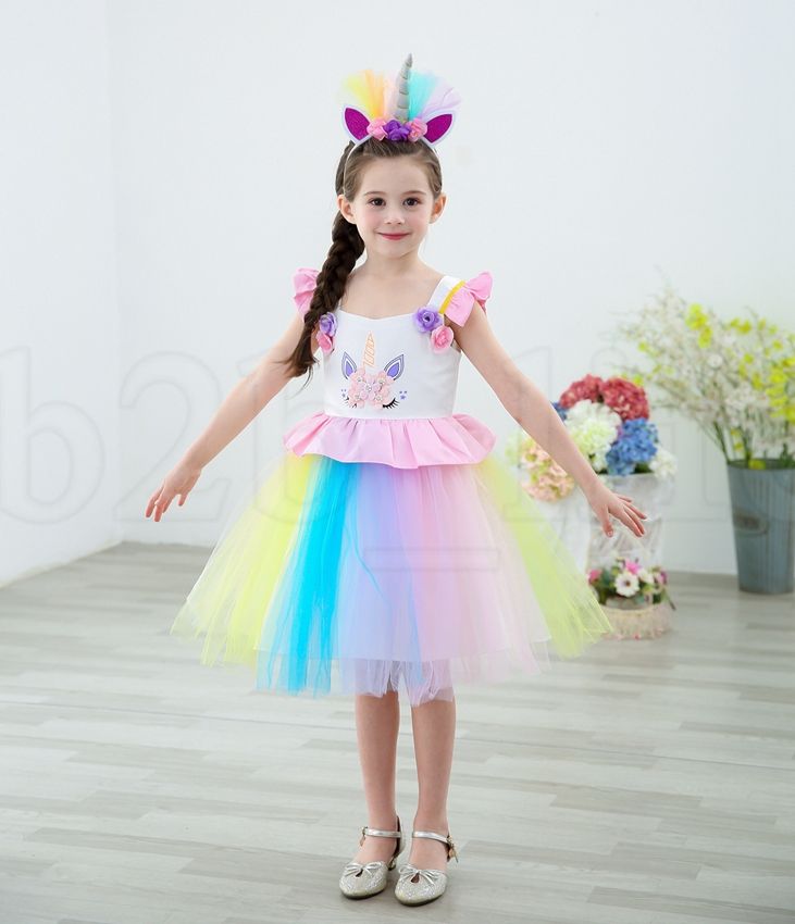 Le ragazze unicorno Costume Principessa Dress New 2019 Ragazze Abito Da Sera Cosplay TUTU 