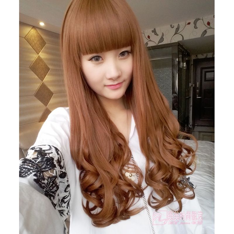 The Wigwig Female Long Curly Hair Big Wave Pear Head Inside Buckle