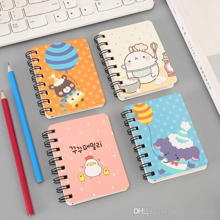 Diario de viaje de oficina Cuadernos de dibujos animados Animales Espiral  Mini Notebook impreso lindo de