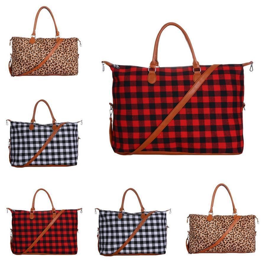 buffalo plaid duffle bag