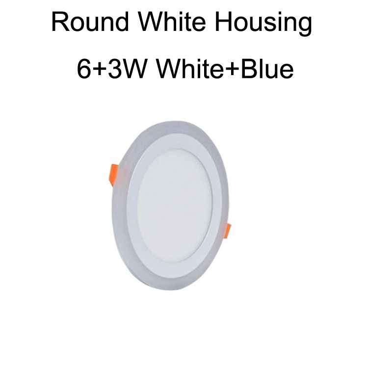 Ronde witte behuizing 6 + 3W wit + blauw