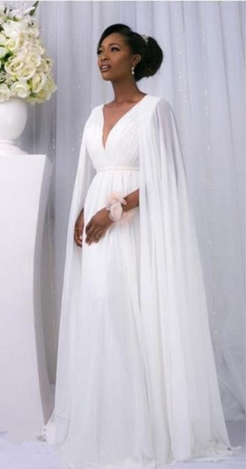 pleated chiffon wedding dress