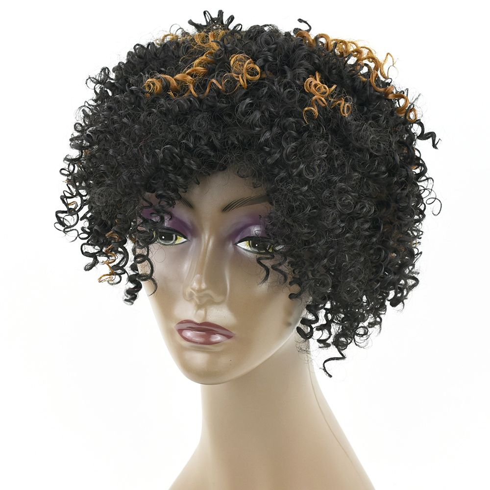Kinky Curly Short Synthetic Hair Wig For Black Women Party