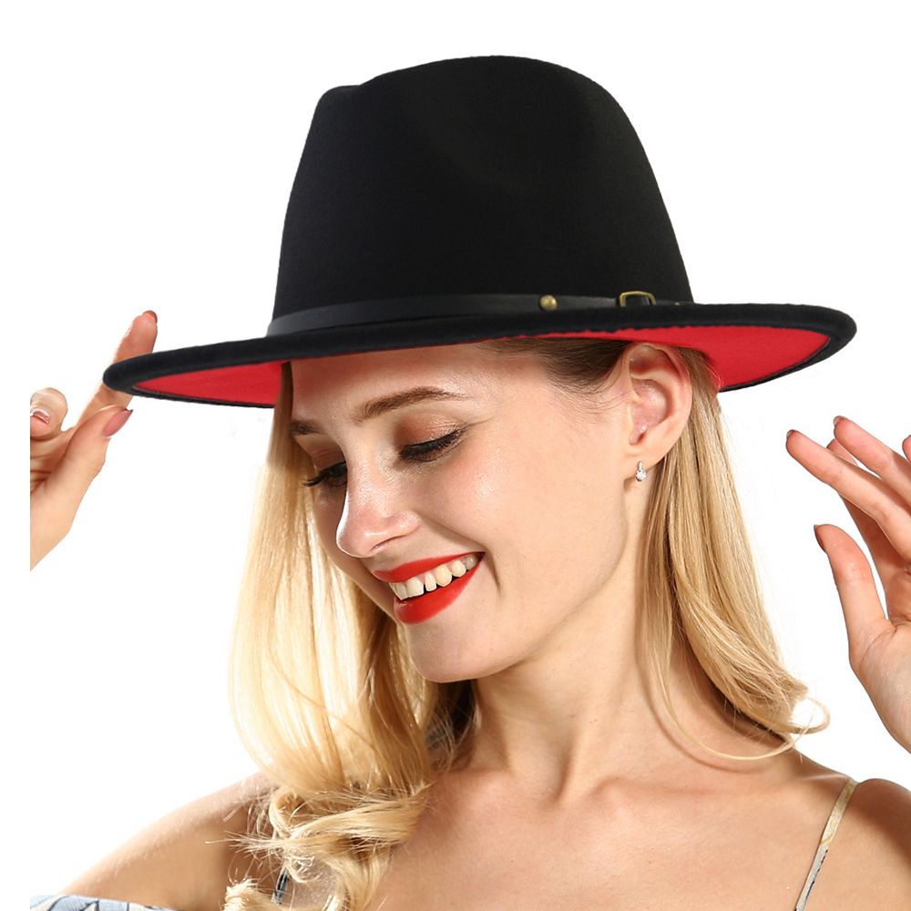 ladies red fedora hat