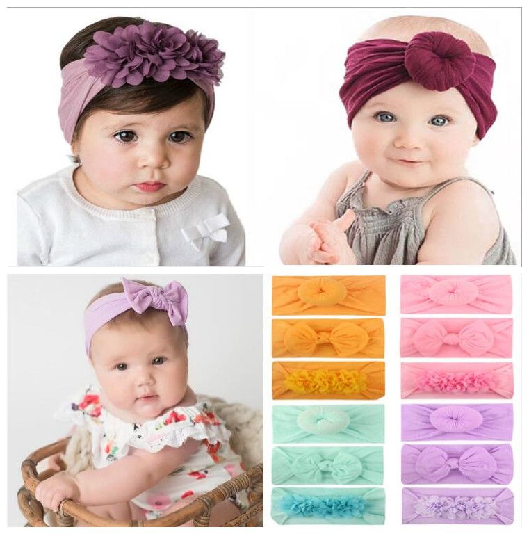 3pcs//lot Baby Girl Nylon Headbands Newborn Infant Toddler Hairbands Bow