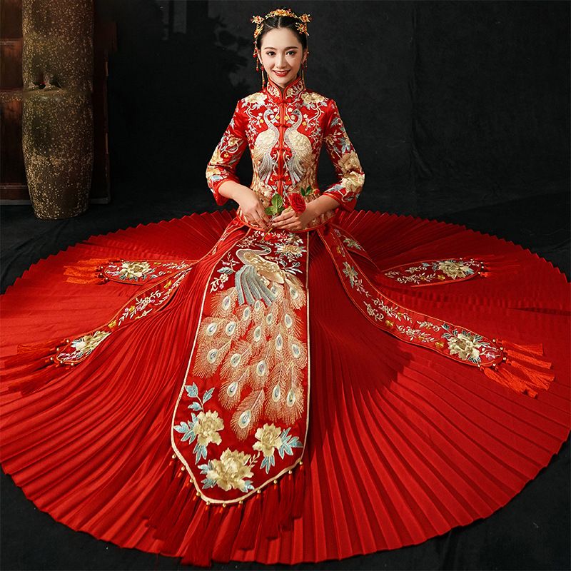 maroon traditional wedding dresses