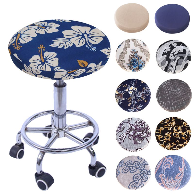 40cm Bar Stool CoverS Round Chair Seat Cover PU Sleeve Black Fit 15-16'' 