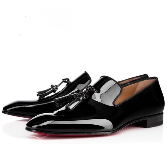 2020 Perfect City Gentleman -- High Quality Red Bottom Shoes Dandelion Loafers Tassel Dress Wedding Black Patent Leather Moccasin Shoes