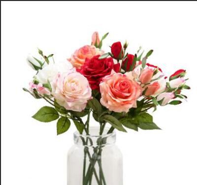 UK Artificial Wedding Party Bridal Bouquet Decor Rainbow Single Stem Rose Flower
