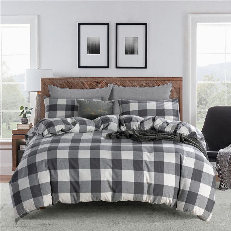 Bedding Set Cotton Dyed Duvet Cover Pillow Case Family Hotel