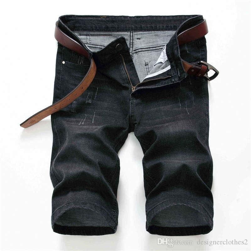 Compra Jean Shorts Verano Skinny Agujeros Negro Gris Para Hombre Stretch  Jeans Moda Para Hombre Ropa Diseñador Para Hombre Recto Barato | Entrega  Rápida Y Calidad | Es.Dhgate