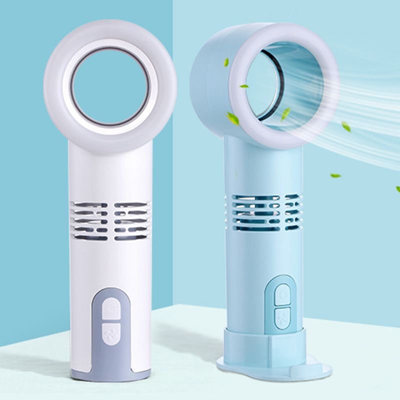 2021 Mini Handheld Leafless Fan With Mobile Phone Stand Uniform Light 3