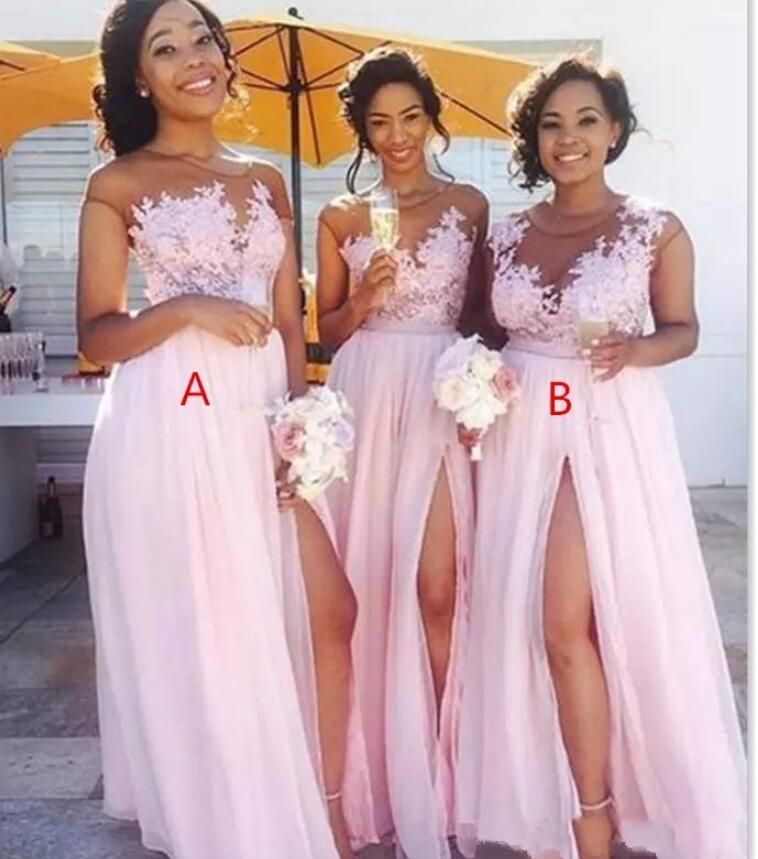 blush pink floral bridesmaid dresses