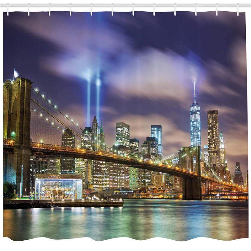 2019 Apartment Decor Shower Curtain Set Manhattan Skyline With