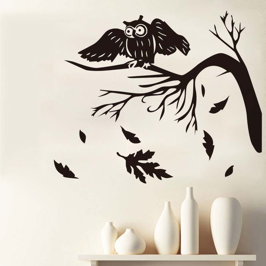 Forest Trees Autumn Fall Leaves Falling Silhouette Vinyl Wall Decal Art