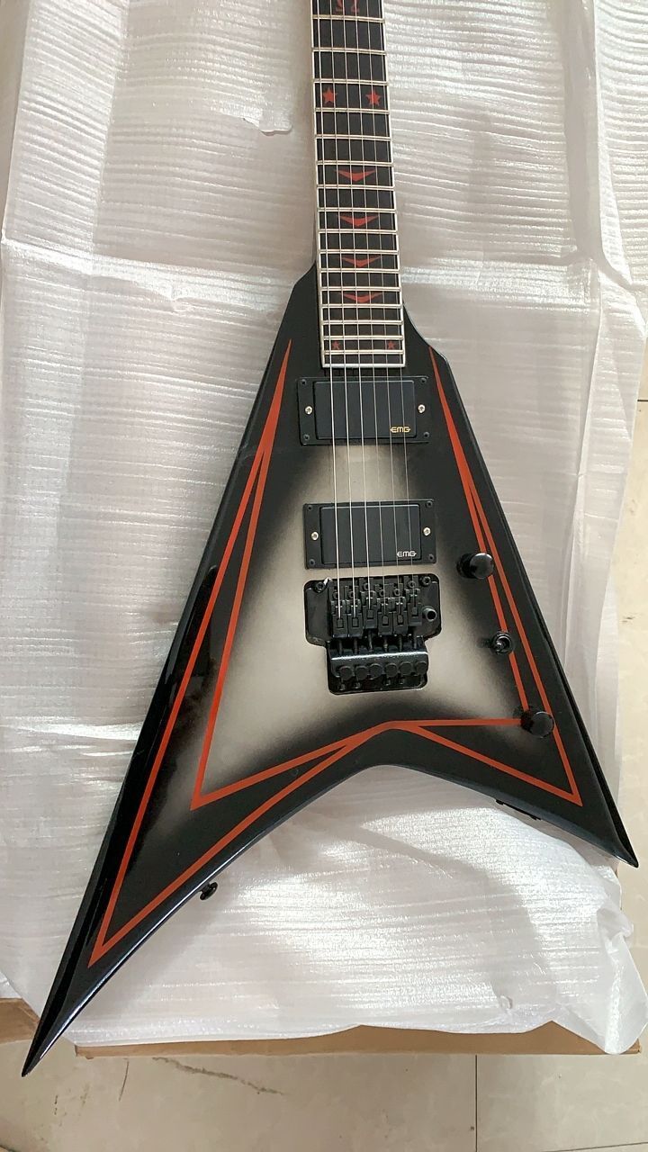 Compra E S P LTD Randy Rhoads RR Vuelo V De La Astilla De La Explosión De  La Guitarra Eléctrica Del Trémolo Floyd Rose, Copia De Recogida EMG,  Hardware Negro, Incrustaciones De