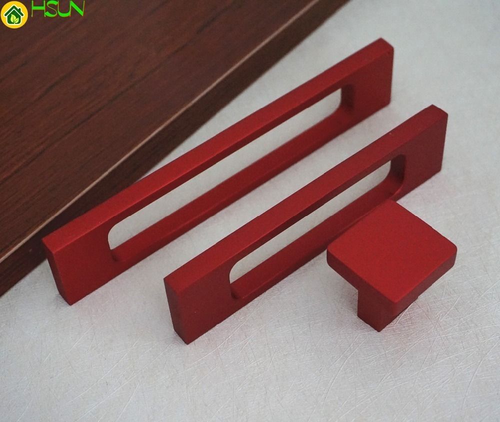 2020 Red Drawer Pulls Handles Hollowed Modern Kitchen Cabinet