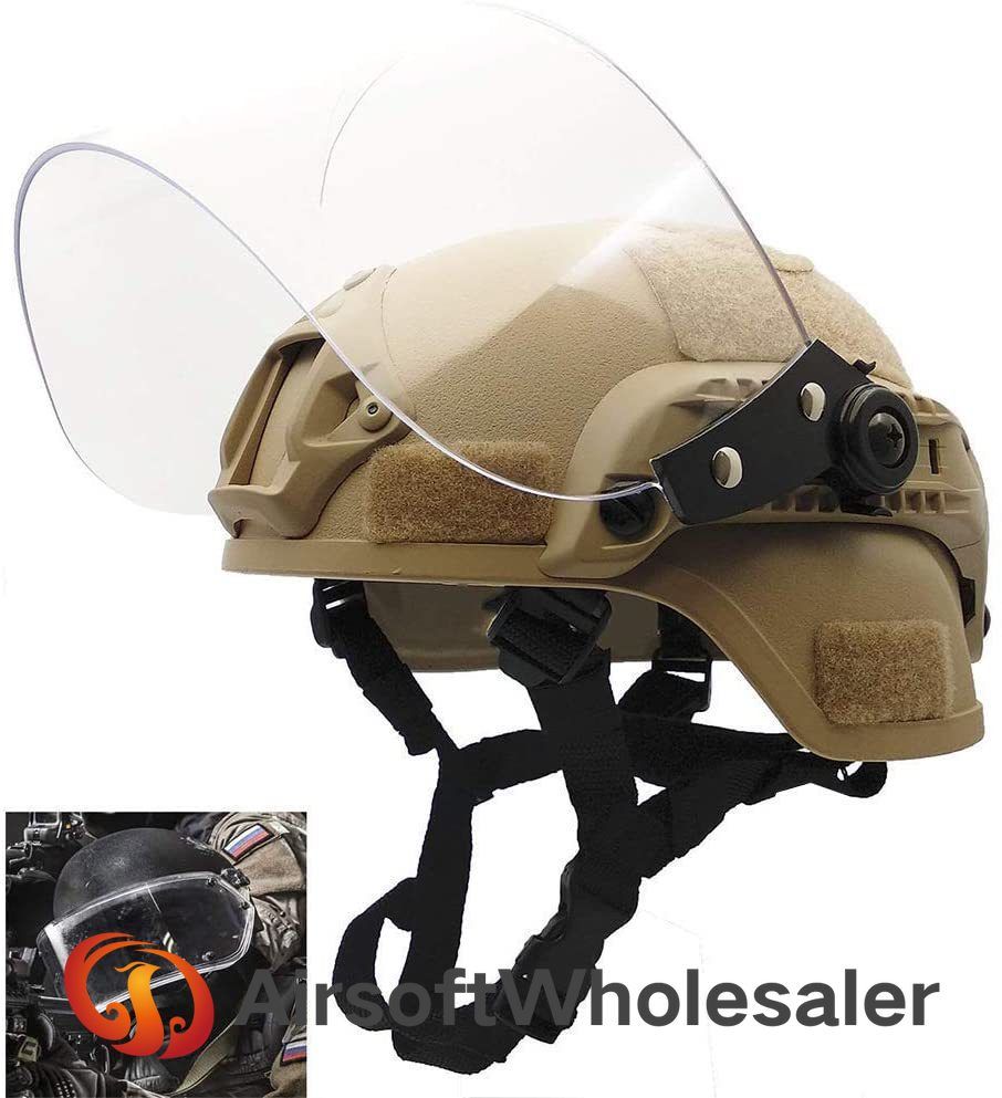 Mich 2000 Helmet Black Airsoft Swat Helmet Combat with Protective Goggles Lens