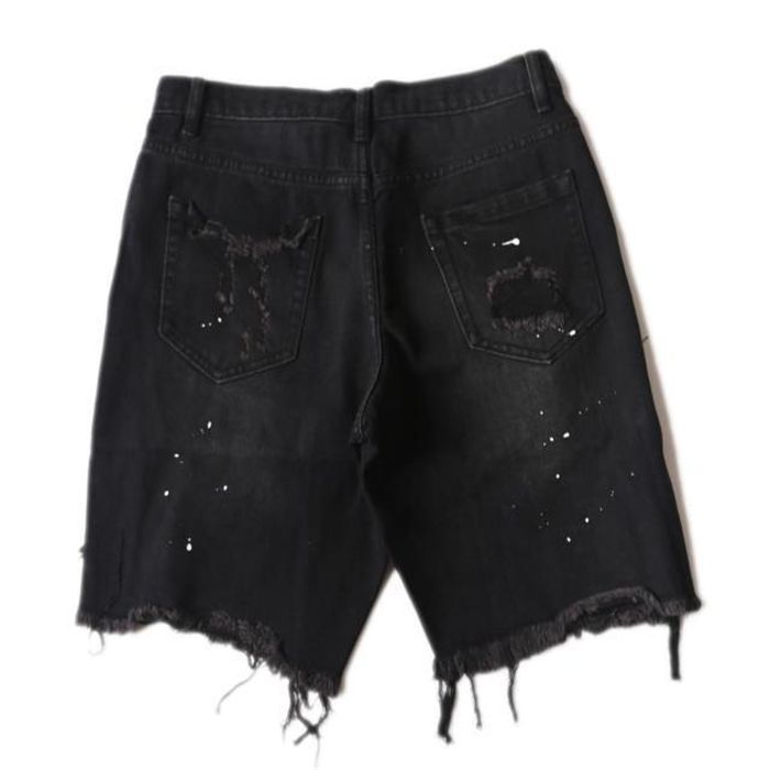 para pantalones cortos verano pantalones vaqueros negro agujero rasgado lavado denim casual