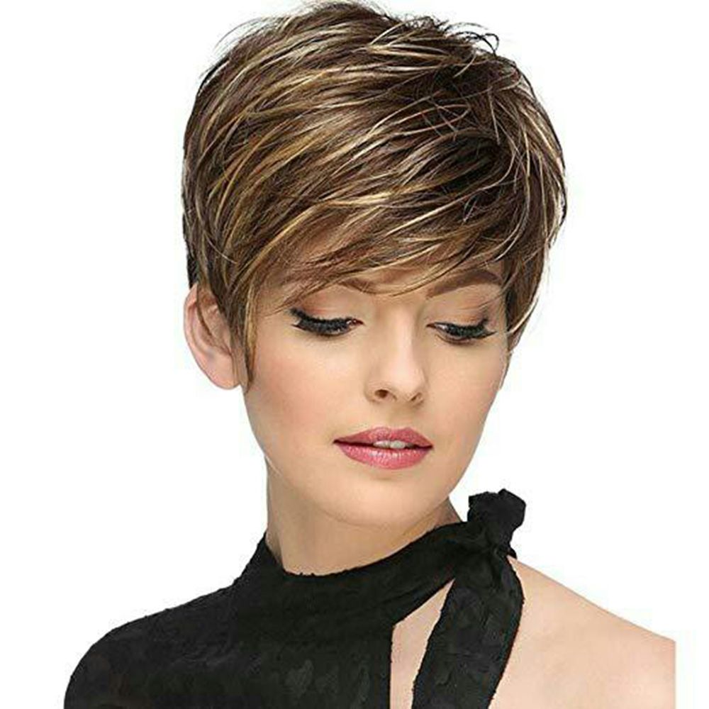Acheter 2019 Cadeaux De Noël Naturel Mixte Couleur Afro Crépu Perruques Mode Réaliste Droite Courte Cheveux Synthétique Tresse Cheveux Wig 291 De