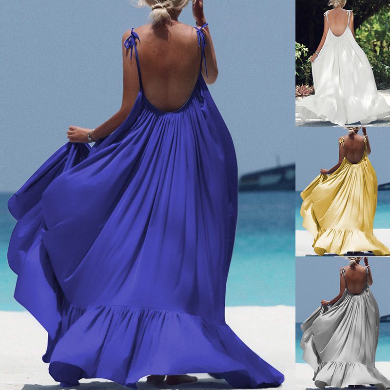 spaghetti strap plain maxi dress