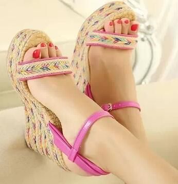 hot pink platform wedges