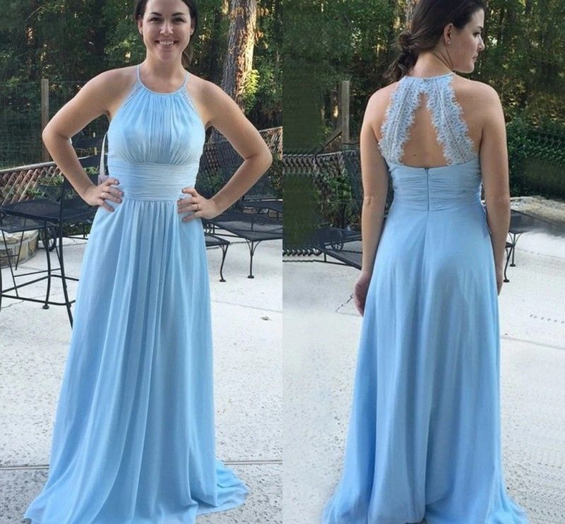 chiffon baby blue dress