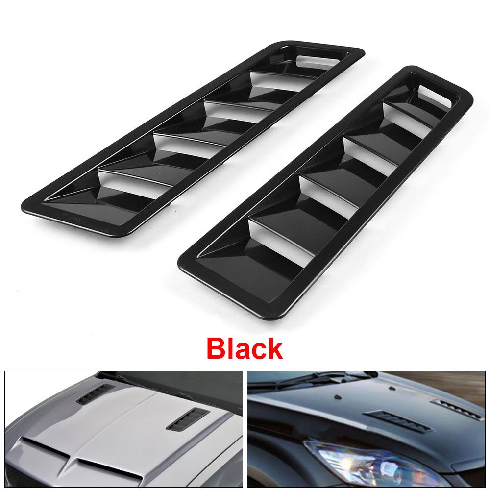 One Pair Set 2Pc 17X5 Universal Hood Vents Louver Panel Trim Matte Black ABS Body Kits