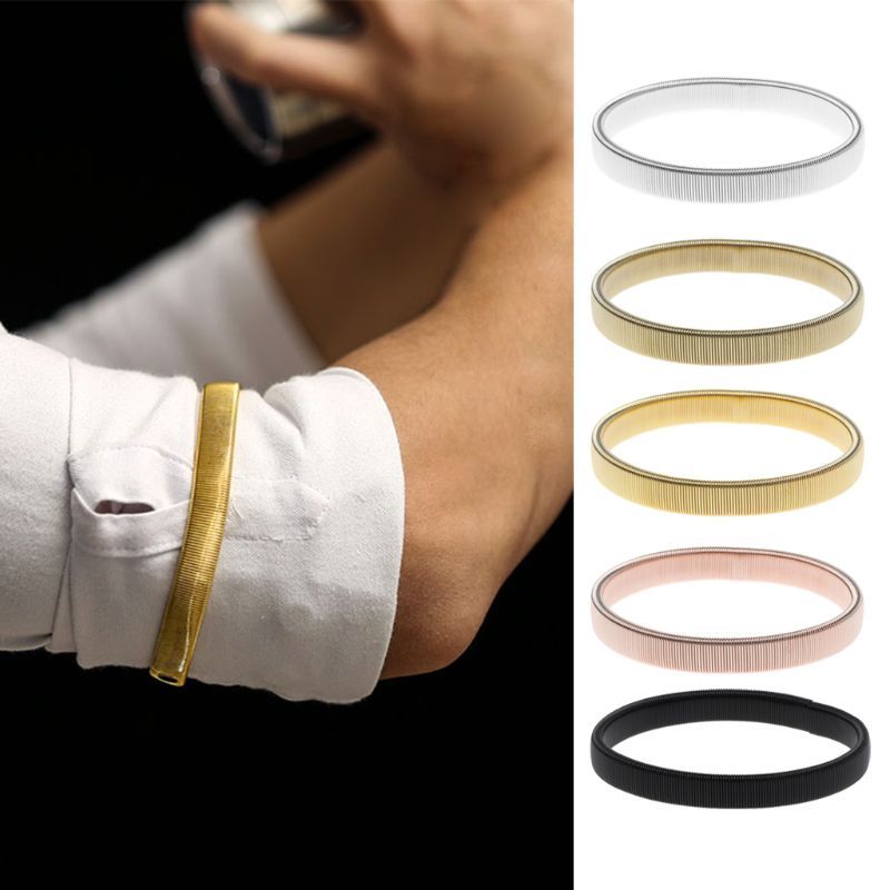 Anti-Slip Metal Shirt Sleeve Holders Armband Arm For Band Stretch Elastic 6 PCS