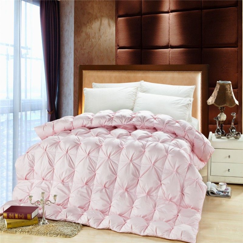 95 White Duck Down Comforter Pink White Solid Duck Feather Thick