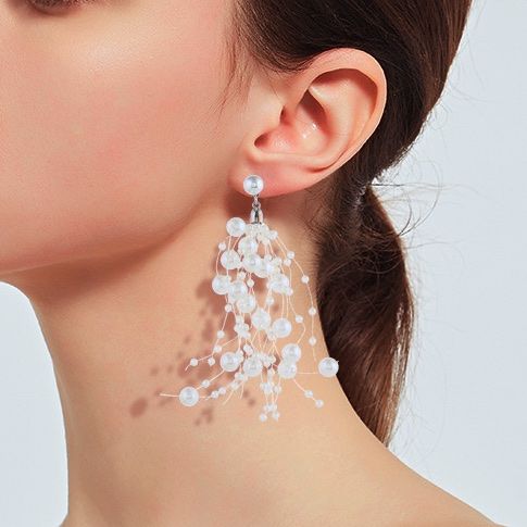 Elegant Geometry Long Tassel Flower Drop//Dangle Ear Stud Earrings Women Jewelry