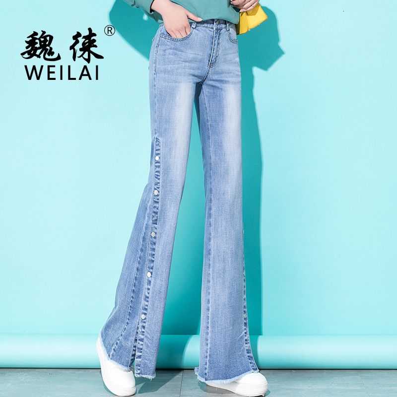 bell bottom frayed jeans