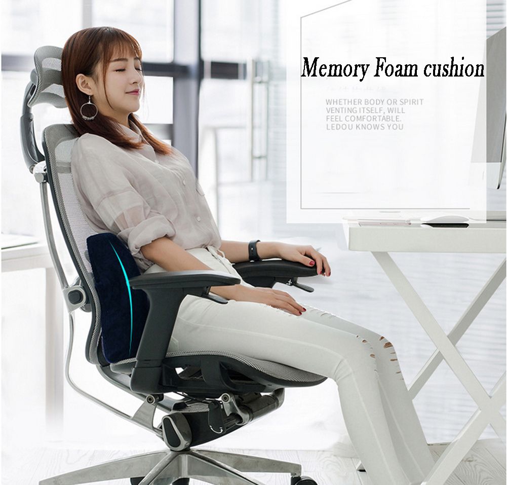 Memory Foam Wedge Car Seat Chair Lumbar Support Cushion Back Pain