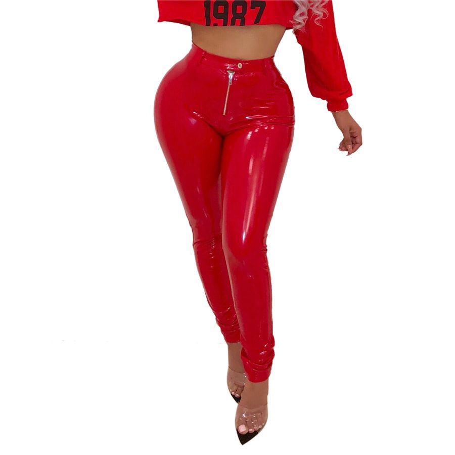pink latex pants plus size