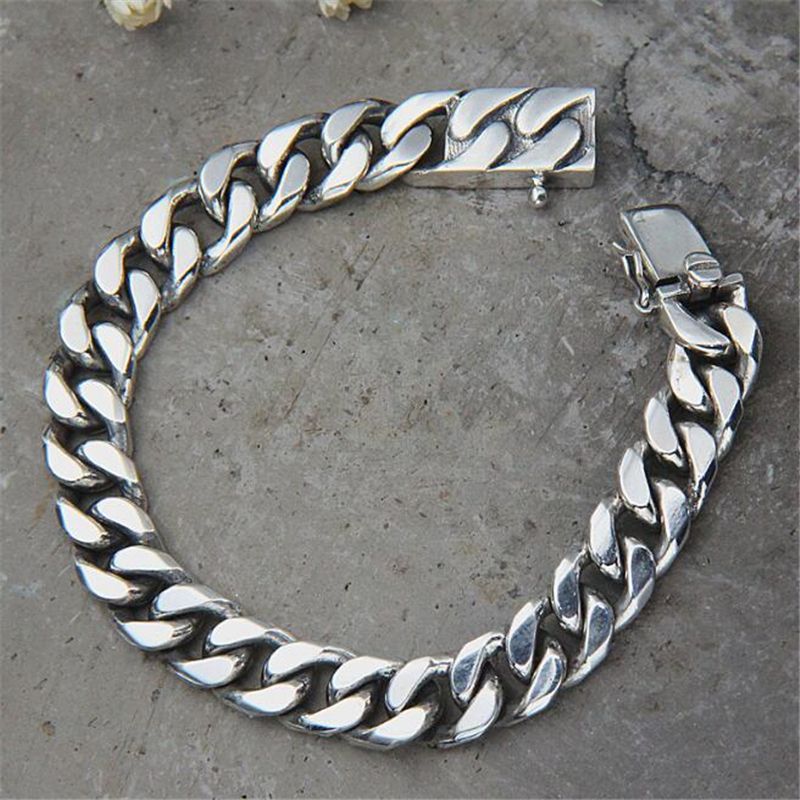 18.5MM MEN'S 925 STERLING SILVER SOLID CUBAN LINK BRACELET  8.5" & 9" 