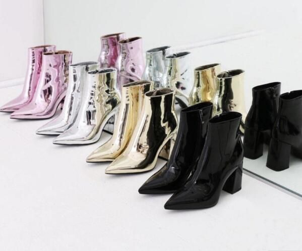 metallic pink booties