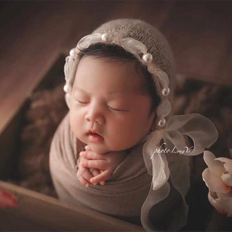 2020 Lace Accent Bonnet Newborn Photography Props Baby Girl