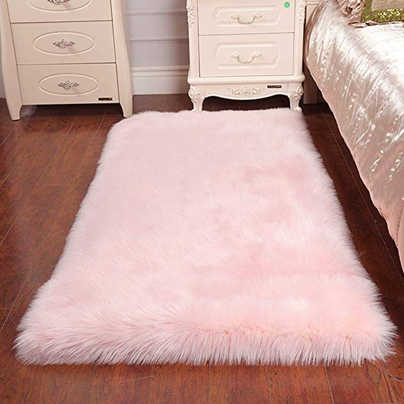 Faux Sheepskin Rug Soft Fur, Light Pink Fur Area Rug