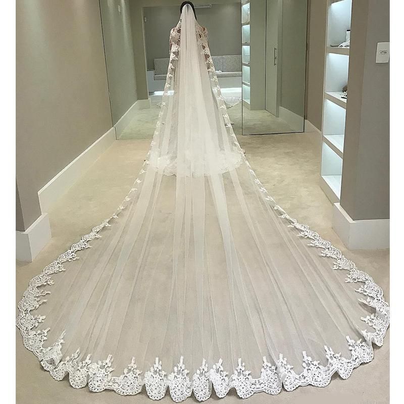 Long veil with lace trim Clearance