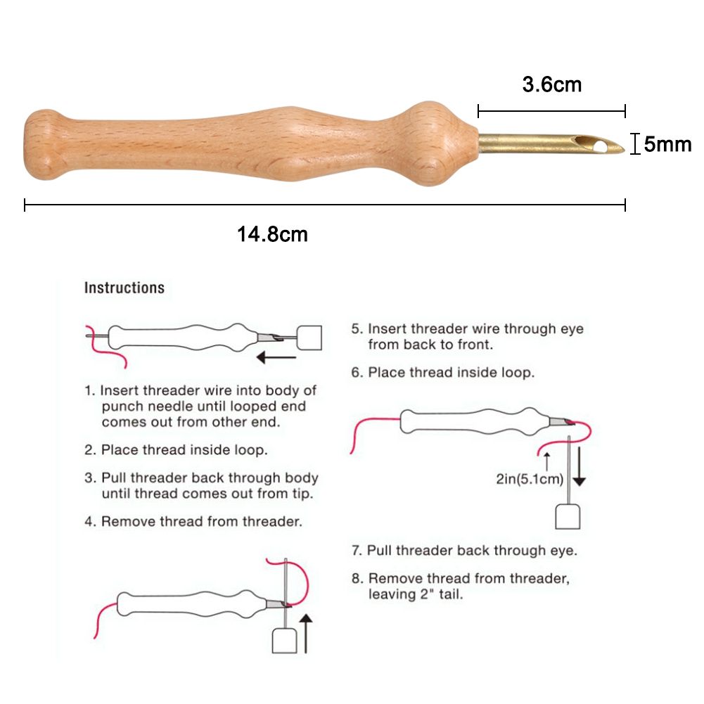 Mango de Madera Pluma de bordado aguja Fieltro Accesorio Tela Coser Punch Set