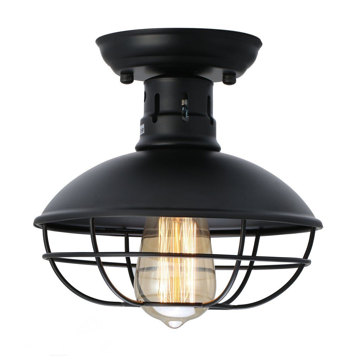 2019 Industrial Metal Cage Ceiling Light Rustic Mini Semi Flush Mounted Pendant Lighting Cage Ceiling Lamp Fixture For Kitchen Warehouse Bedroom From