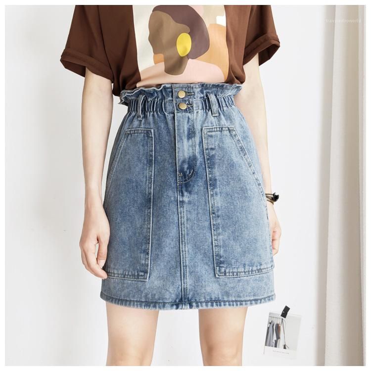 jean skirt with ruffles