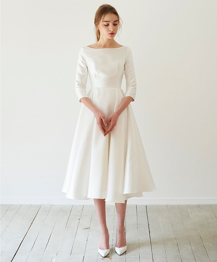 modest tea length wedding dresses