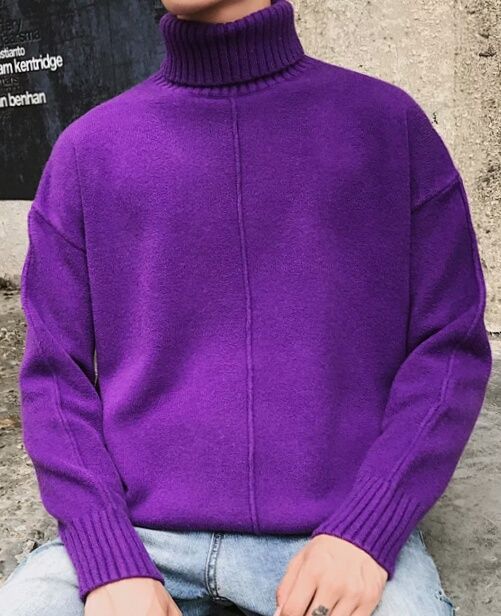 mens purple turtleneck sweater