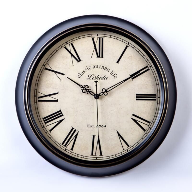 Large Wall Clock Vintage Metal Big Quartz Living Room Watches For