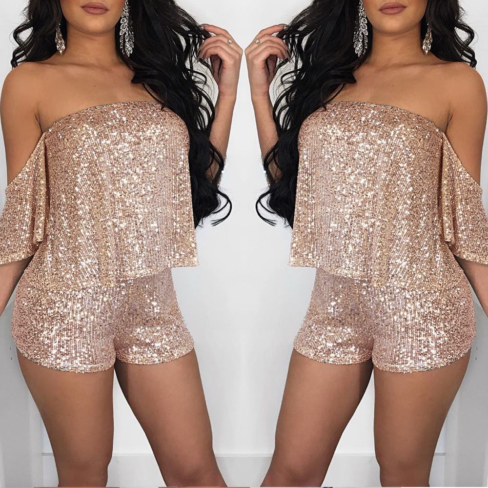 2 piece sequin jumpsuit