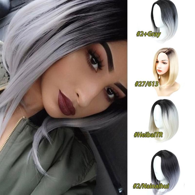 Synthetic Wigs MUMUPI Straight Brown Black Pink Gray Wig 13colors Hair  Fashion Long Bob For Women