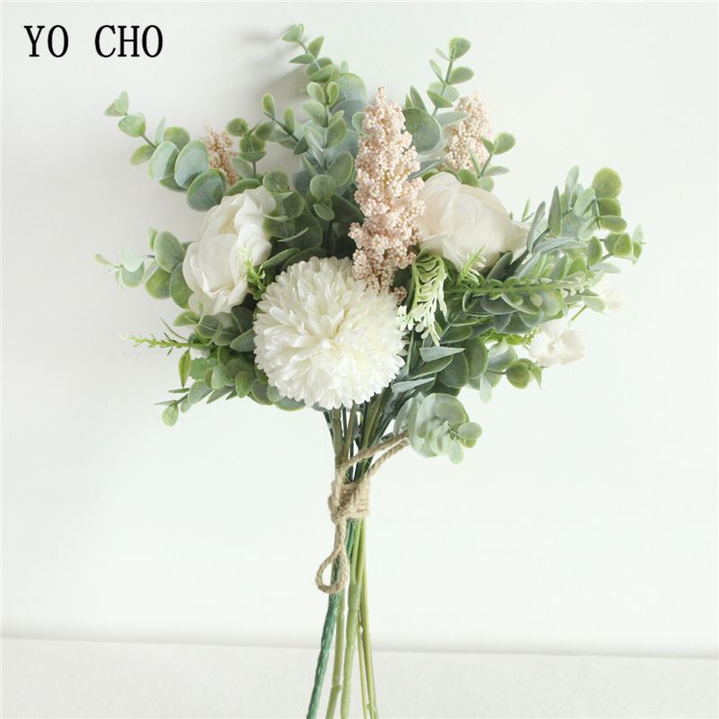 Acheter Yo Cho Fleurs De Soie Artificielle Bouquet De Mariage Crabapple Pivoine Fleur De Demoiselle Dhonneur Bouquet Blanc Pourpre Pompon Eucalyptus Feuilles Fournitures De Mariage De 9 02 Du Lzlhome Fr Dhgate Com
