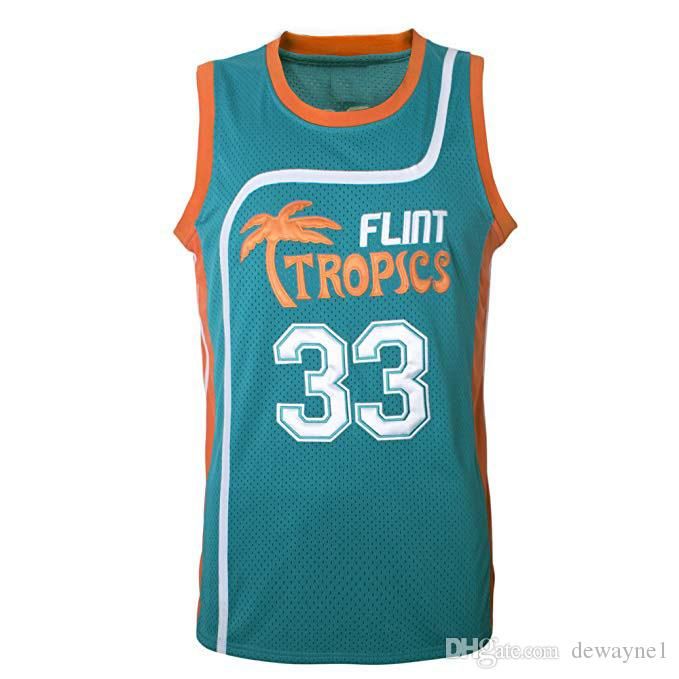 OKnown Mens Flint Tropics Movie #7 Coffee Black Basketball Stitched Jersey Green