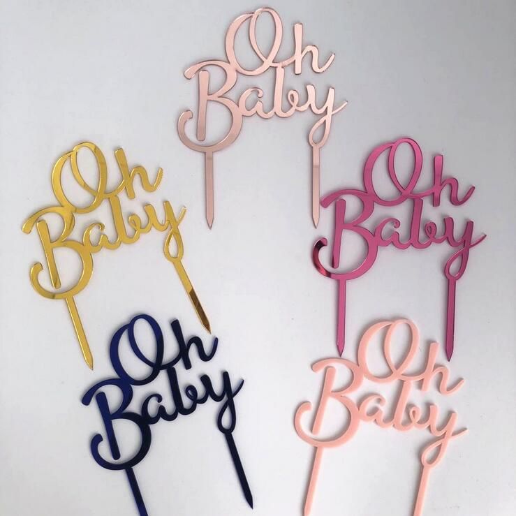 oh baby gold cake topper